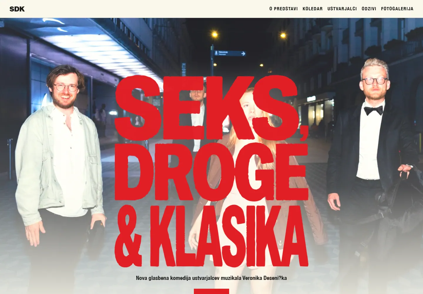 Spletna stran predstave Seks, droge in klasika