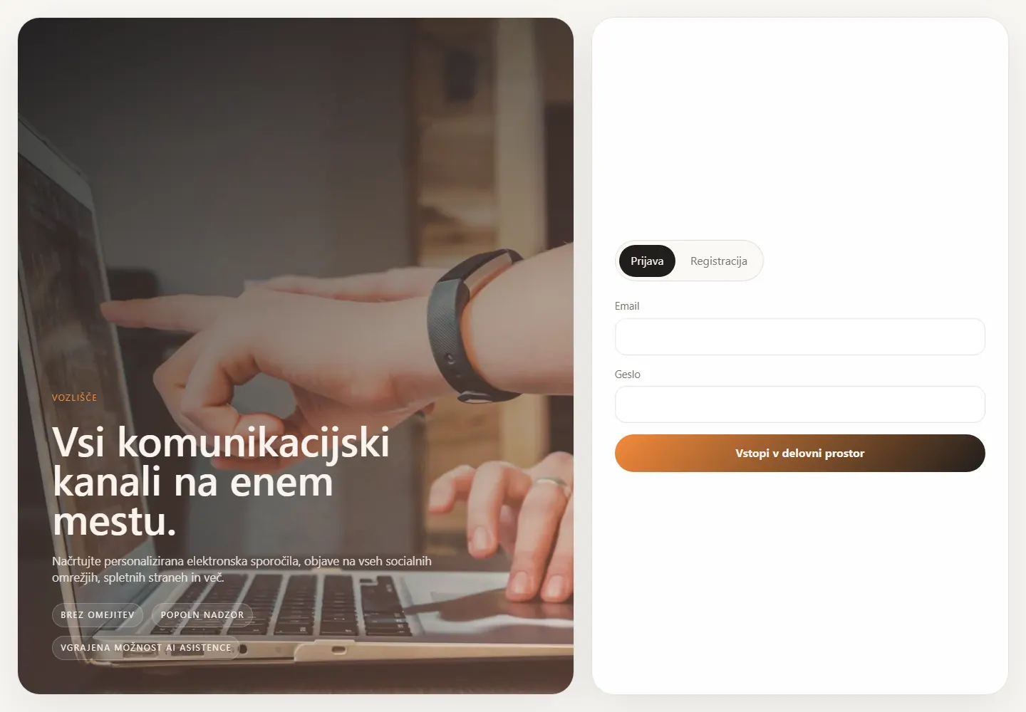 Vmesnik spletne aplikacije Vozlišče